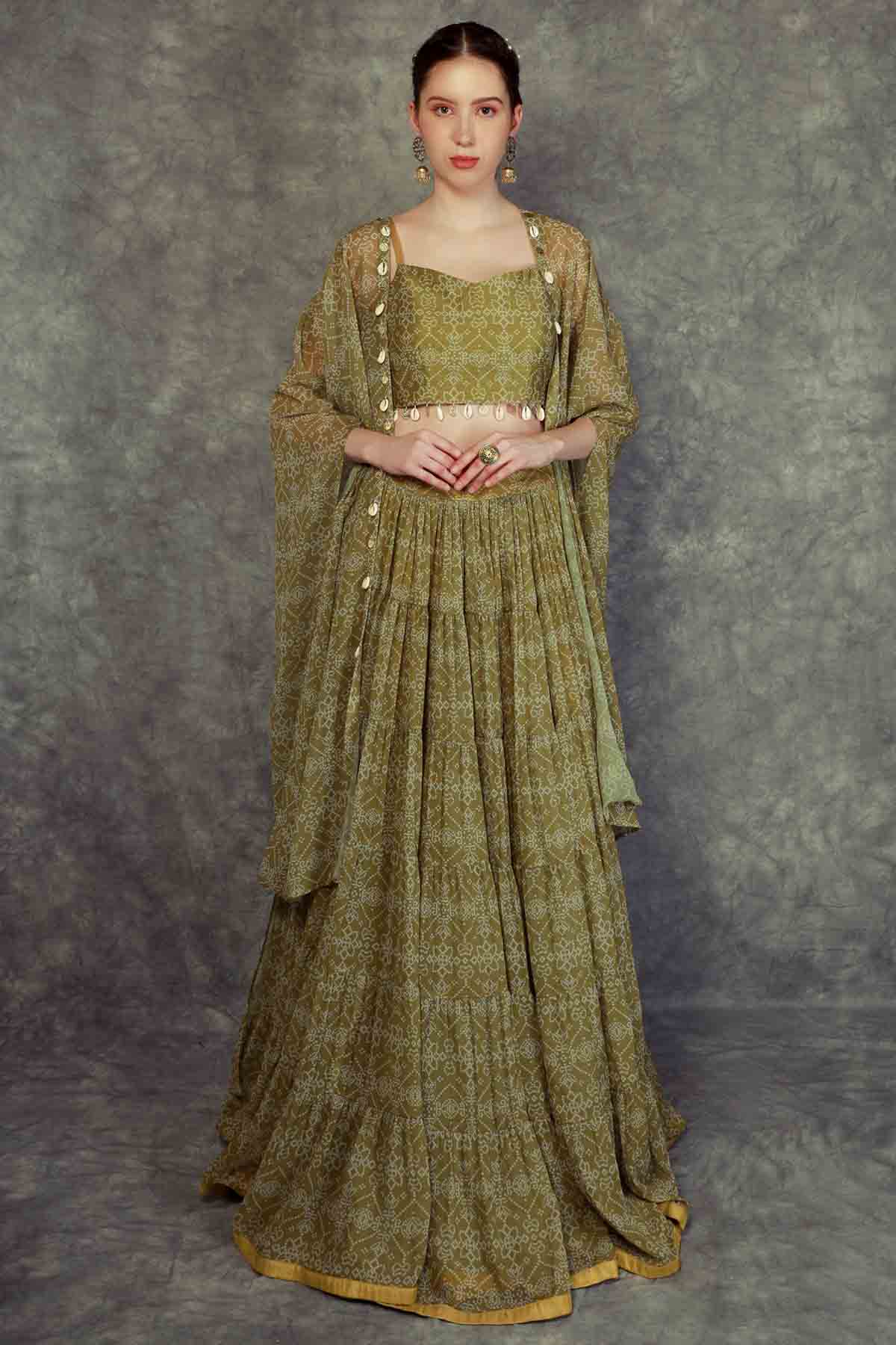 Designer Neha Khullar Printed Lehenga Cape Set for Women Online